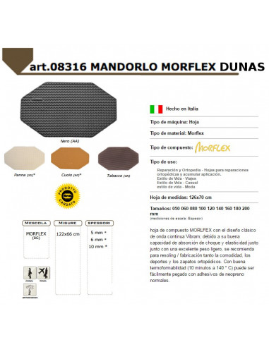 PLANCHA VIBRAM DUNAS MANDORLO MORFLEX 8316 126X70